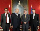 30.06.2011  //  Durnwalder dal presidente austriaco Heinz Fischer: grande attenzione verso lo sviluppo dell'autonomia // SVP-Obmann Richard Theiner, LH Luis Durnwalder, Bundespräsident Heinz Fischer und LH Günther Platter
