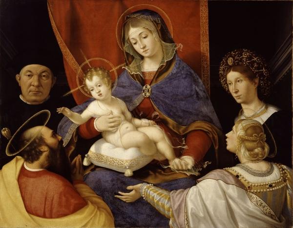 Madonna con Bambino in trono tra santi e committenti