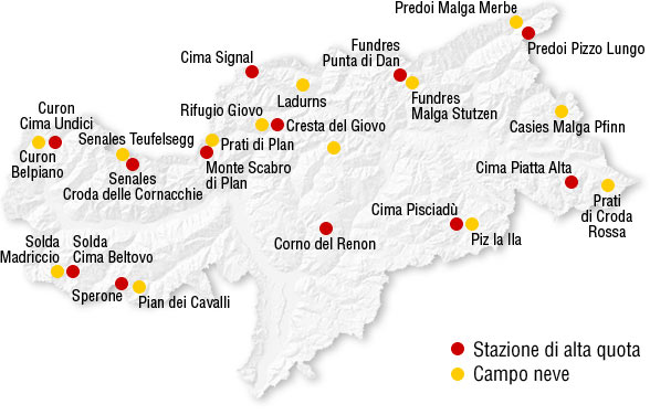 Mappa delle stazioni di rilevamento