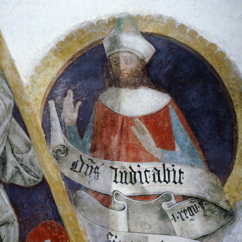 Gais, Parrocchiale di San Giovanni Evangelista: pittura murale, prova di pulitura (intorno al 1500)