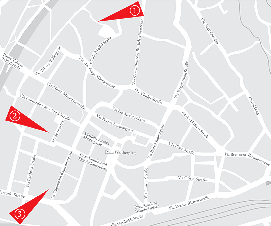 Stadtplan mit Sektionen der Ausstellung