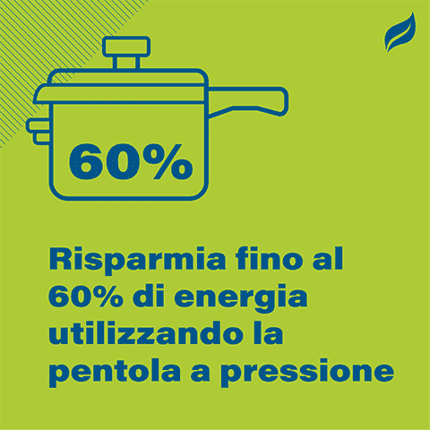 Risparmia fino al 60% di energia utilizzando la pentola a pressione