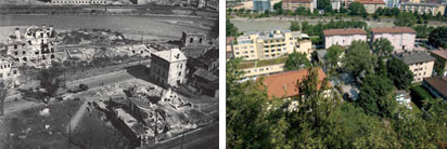 Bozen, November 1945: Die Bozner Trientstraße, unterhalb des Virgls, im November 1945 