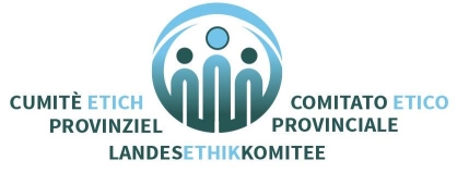 Logo con tre figure umane stilizzate e la scritta Comitato etico provinciale nelle tre lingue ufficiali